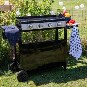 Plancha de gas mérida 4 quemadores 8kw + carrito