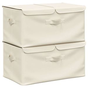 vidaXL cajas de almacenaje 2 unidades tela color crema 50x30x25 cm