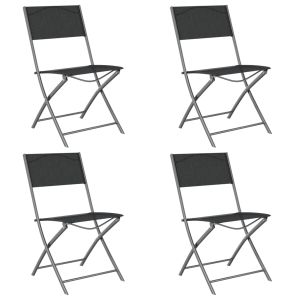 vidaXL sillas de jardín plegables 4 unidades acero y textilene negro
