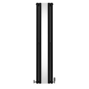 Radiador columna ovalada con espejo y válvula - 1800mm x 380mm - negro