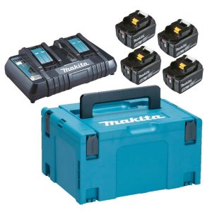 Pack energía makita - 4 baterías 18v x 5ah + 1 cargador doble en caja makpa