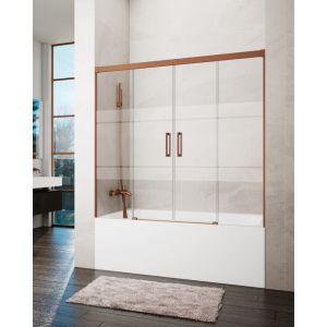 Mampara de bañera 2 fijos + 2 correderas basic 172-182cm serigrafiado cobre