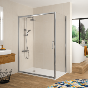 Mampara frontal + puerta corredera 120  cm bella sin lateral