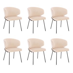 Silla de comedor de terciopelo amara - lote de 6 beige