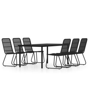 vidaXL juego de comedor para jardín 7 piezas negro