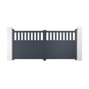 Puerta batiente regulable ancho 3m santis h.140cm aluminio gris