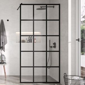Panel fijo de ducha fresh industrial negro mate - 99.5/100.5 cm