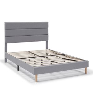 Cama tapizada aroma de 30 cm, 135/140x190 cm, gris claro