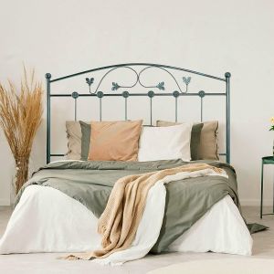 Cabecero de forja manchego, negro verde para cama de 135 cm