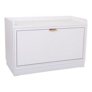 Banqueta zapatero de madera blanca 80x38x53