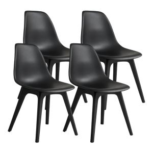 Pack 4 Sillas de Comedor Nórdicas Aroa en Polipropileno Negro 7house