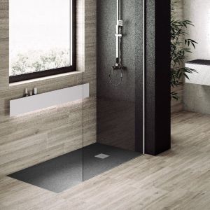 Plato de ducha pizarra pure grafito  70x90 cm rejilla acero inox.