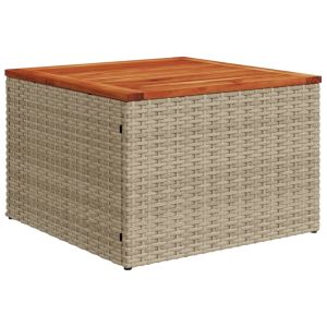 vidaXL mesa de jardín ratán sintético madera acacia beige 55x55x37 cm