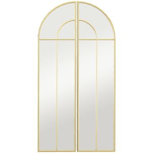 Espejo de pared 30x3x120 cm vidrio, metal color amarillo Homcom