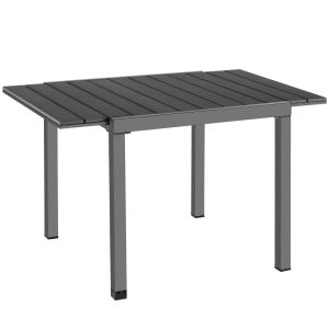 Mesa de jardín extensible efecto madera, 80 – 120 x 80 x 74 cm, negro