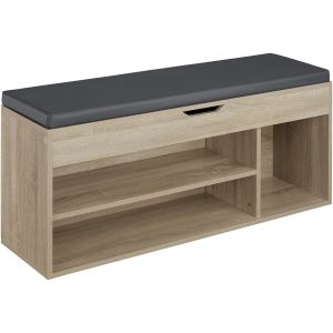 Banco zapatero para 9 pares y acolchado 104 x 30 x 49 cm, madera clara