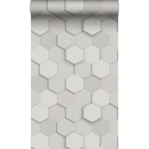 Origin papel pintado estampado hexagonal 3d gris claro 53 cm x 10.05 m