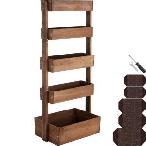 Tectake 5 piezas huerto vertical madera abeto lacado drenaje te, marrón