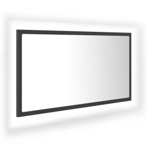 vidaXL espejo de baño LED acrílico gris 80x8,5x37 cm