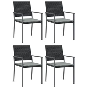 vidaXL sillas jardín cojines 4 uds ratán sintético negro 54x62,5x89 cm