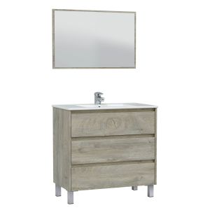 Mueble de baño devin 3 cajones con espejo, sin lavabo, color alaska