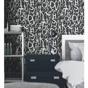 Papel pintado gaulan  lavable con letras estilo lettering con 10.6m²