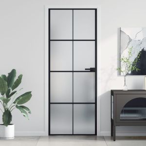 Puerta interior deLGada negra vidrio y aluminio 76x201,5 cm wef2961