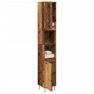 Armario de baño madera de ingeniería envejecida 30x30x190 cm esb3181