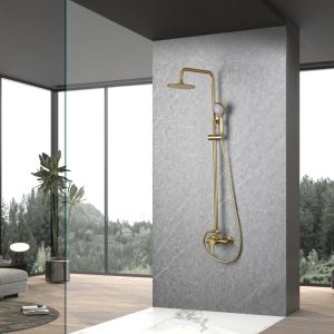 Conjunto ducha monomando roma oro cepillado-imex