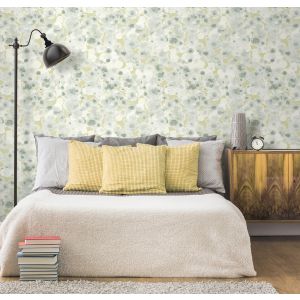 Papel pintado tnt burbujas de acuarela verde claro