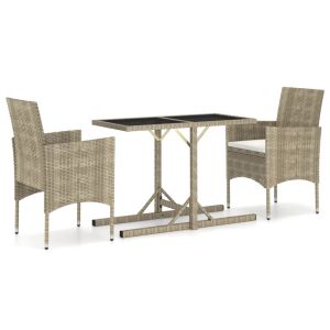 vidaXL juego de comedor para jardín 3 piezas beige