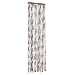 vidaXL cortina antimoscas chenilla gris taupe y blanco 56x200 cm