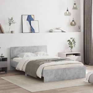 Cama con cabecero gris hormigón 135x190 cm es5149