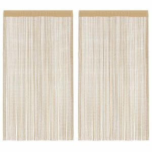 vidaXL cortinas de flecos 2 piezas 100x250 cm beige