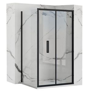 Rea cabina de ducha esquinera rapid fold black 90x80, 90x80x195 cm