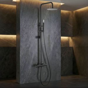 Imex - columna ducha termostática con grifo negro serie génova