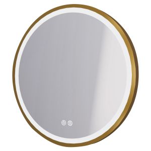 Espejo iluminado alexine - marco oro cepillado - ø60 cm