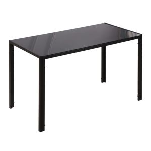 Mesa de comedor 120x60x75 cm vidrio templado, metal Homcom