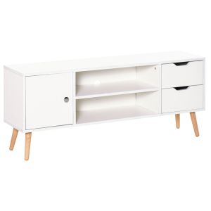Mueble de tv 120x28x44 cm color blanco Homcom, hogar - muebles de salón