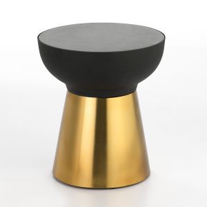 Mesa auxiliar 40x40x43 granito negro, metal dorado, negro