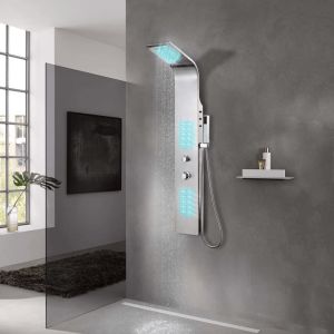 vidaXL sistema de panel de ducha acero inoxidable curvo