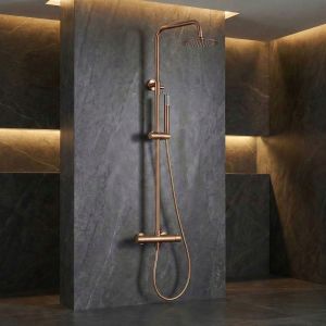 Imex - columna ducha termostática con grifo oro rosa serie monza