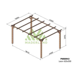 Pérgola de madera maciza - león 420x300cm (maderland)