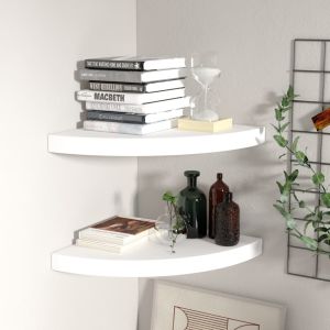 Estantes flotantes de esquina 2 uds mdf blanco 35x35x3,8 cm