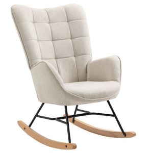 Meubles cosy - sillón mecedora lactancia escandinavo en tela beige