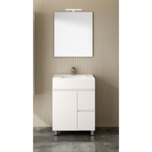 Mueble de baño isquia con lavabo y espejo 50x40cm blanco