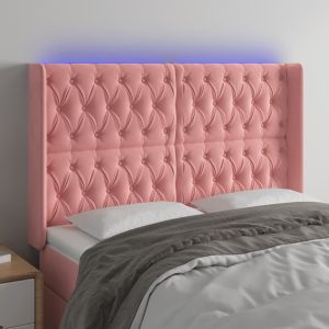 Cabecero con LED de terciopelo rosa 147x16x118/128 cm eso5861