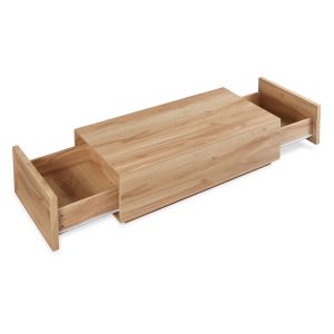Mesa de centro turur con 2 cajones 104x50x40cm - roble [en.casa]