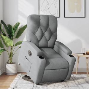 Sillón eléctrico reclinable elevable de tela gris claro qweo1605