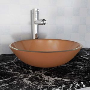 Lavabo de vidrio templado 42 cm marrón es2779